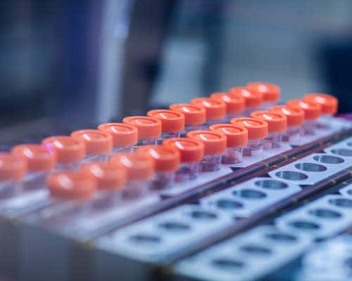 Close up of test tubes in a lab